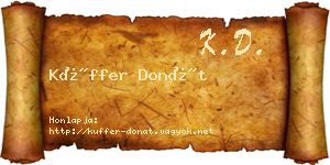Küffer Donát névjegykártya